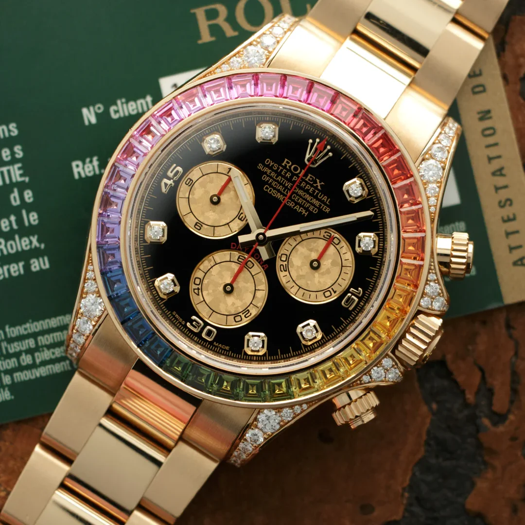 Rolex Yellow Gold Dyatona Rainbow Watch